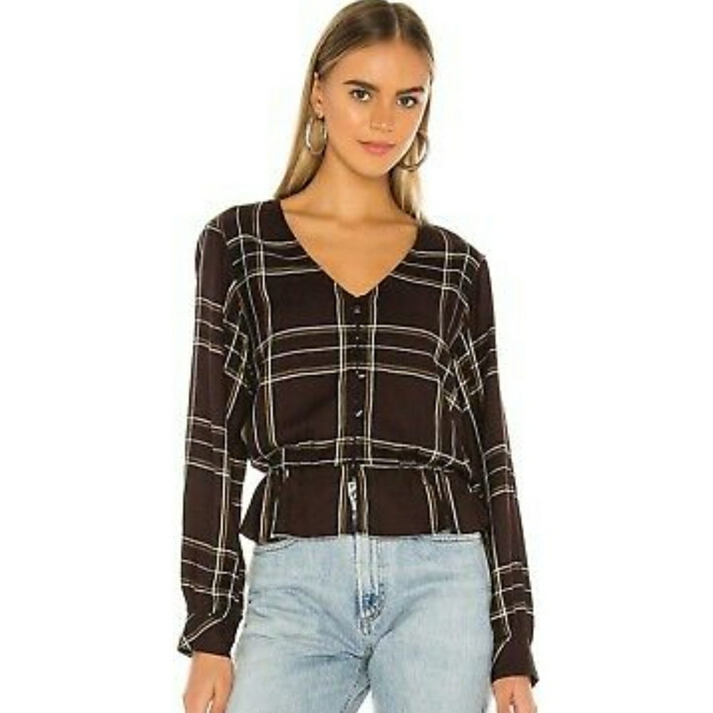 Sanctuary button front plaid blose XS